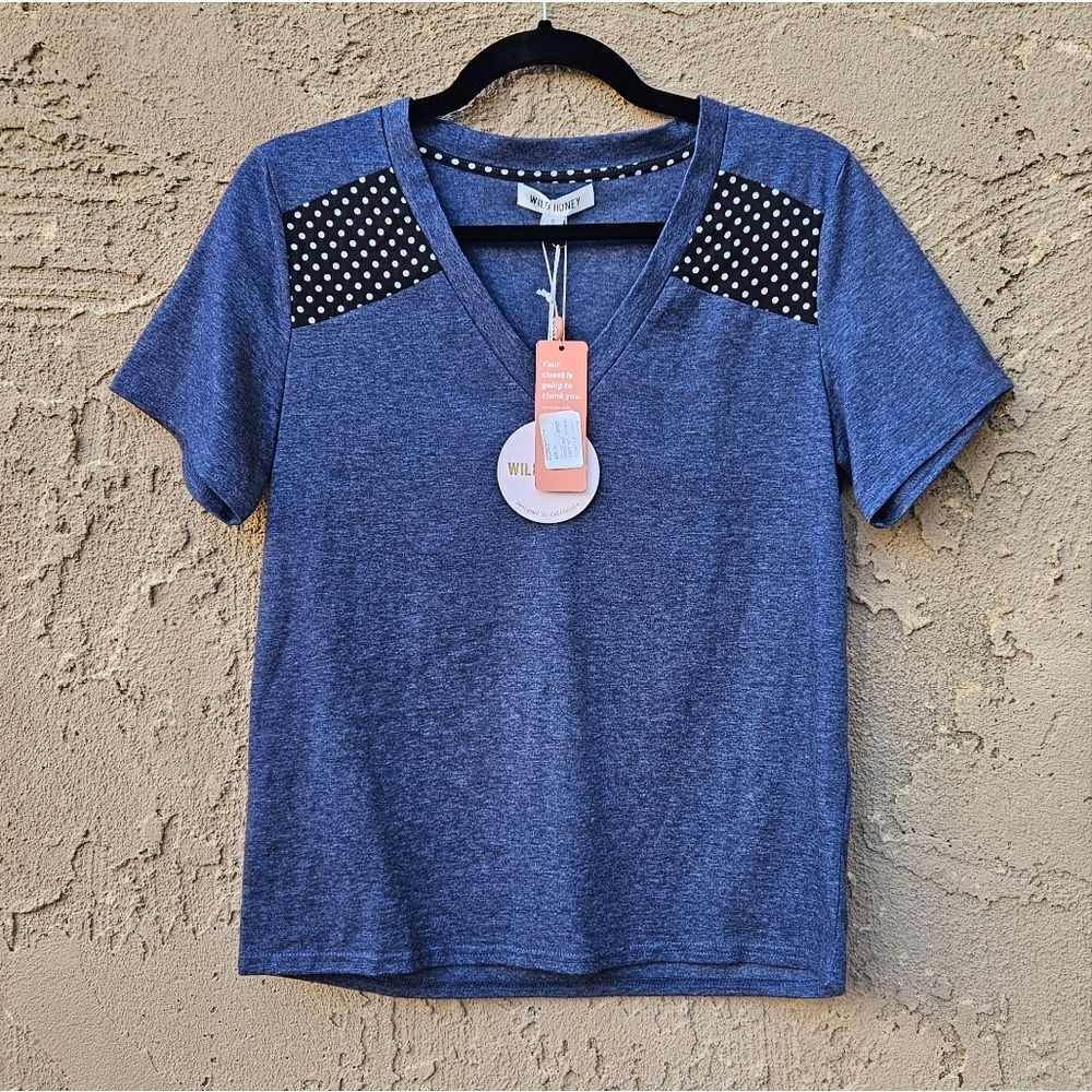 Wild Honey Women's Blue V-Neck Top Size S